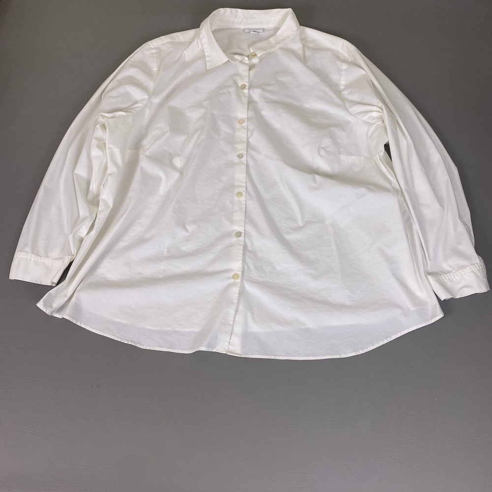 J Jill Button Up Shirt Womens Size 4X White Shirt Collection Long Sleeve Stretch